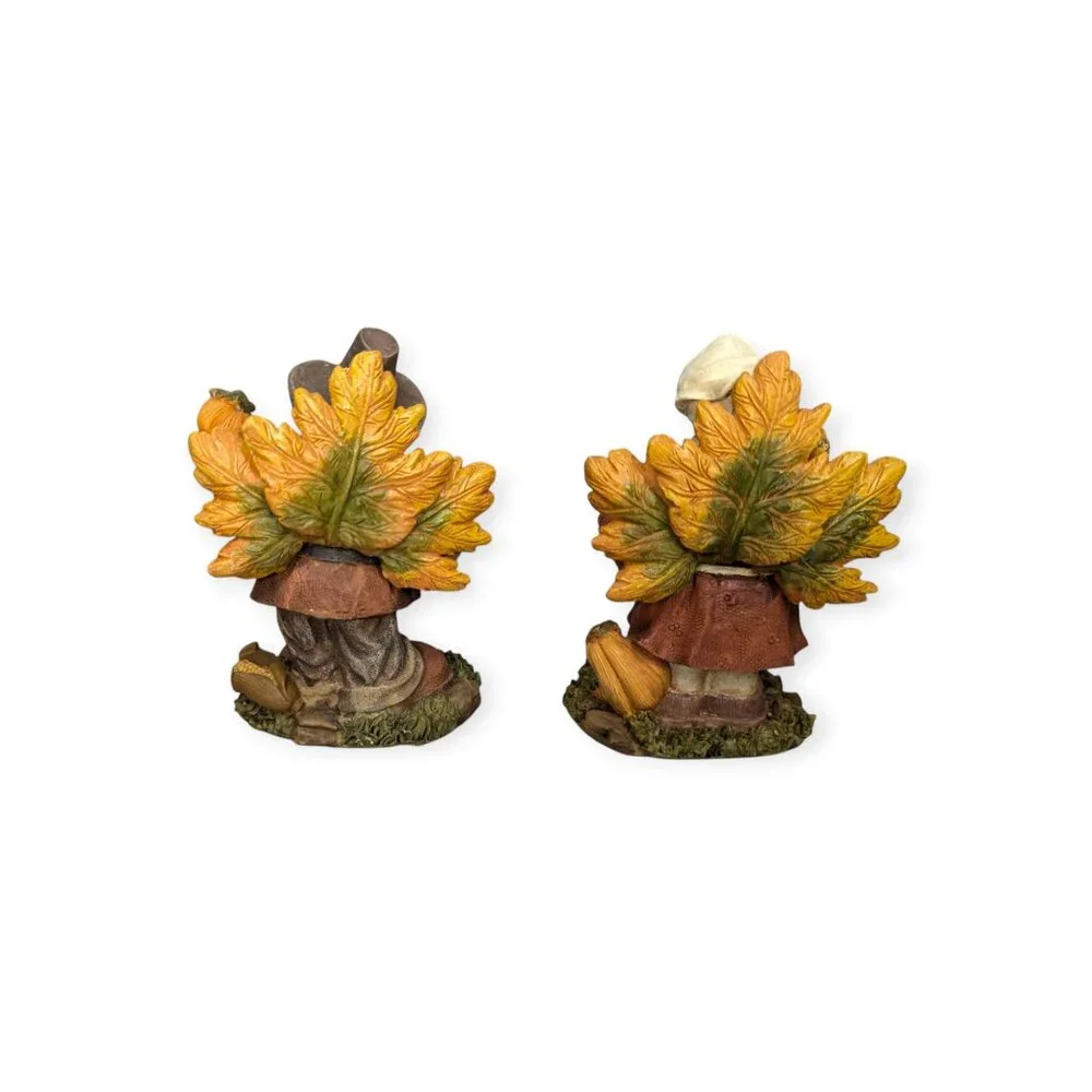 Mr & Mrs Turkey Hand Painted 3D Resin Figurine Holiday Thanksgiving Fall Autumn